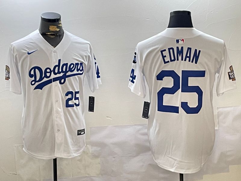 Men Los Angeles Dodgers #25 Edman White Game 2024 Nike MLB Jersey style 11208